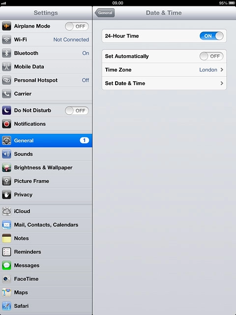 Press the indicator next to Set Automatically.Depending on the current setting, the function is turned on or off.