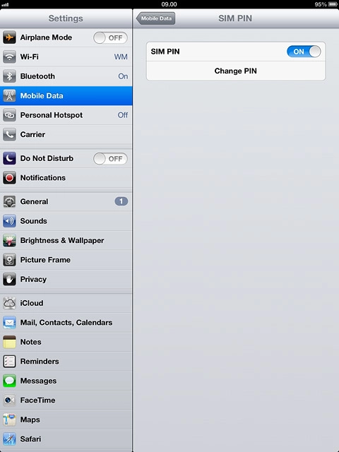 Press the indicator next to SIM PIN.