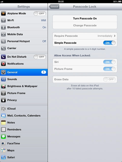 Press Turn Passcode On.Key in a lock code of your own choice.Key in the same lock code again.