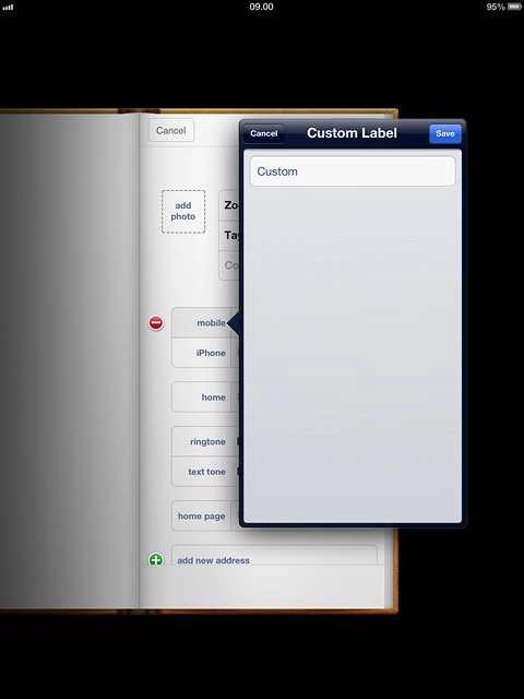 Key in the required text and press Save.
