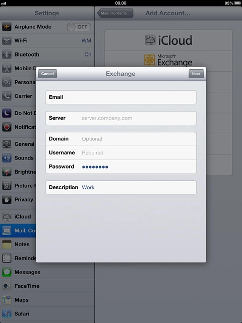 Press Domain and key in the domain name.