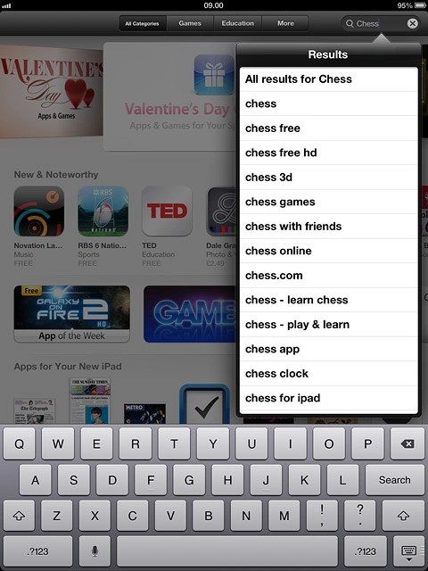 Key in the name of the required app and press Search.