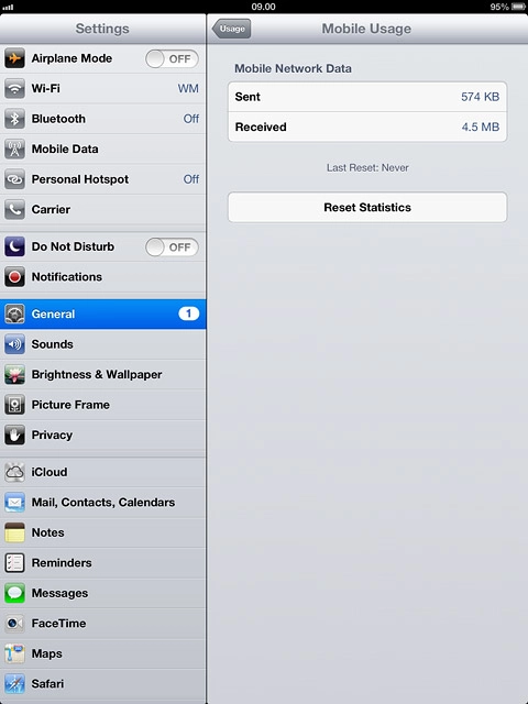 Your data usage is displayed below Mobile Network Data.