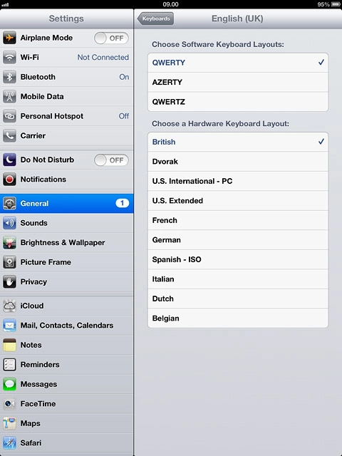 When a keypad type is ticked (V), it's selected.