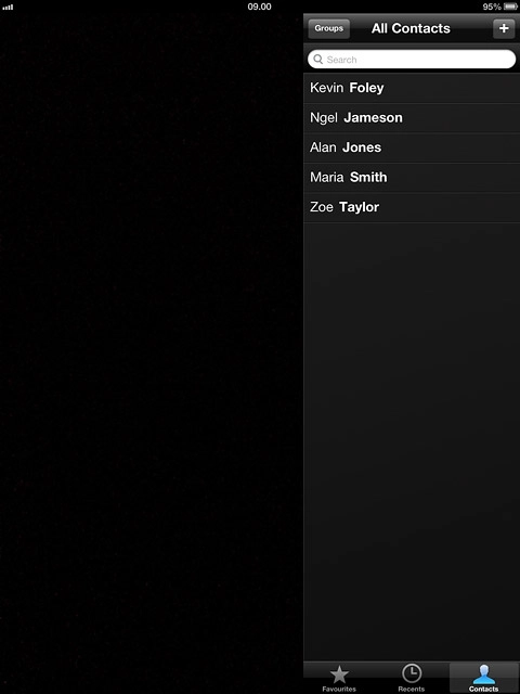 Press the required contact.The contact details are displayed.