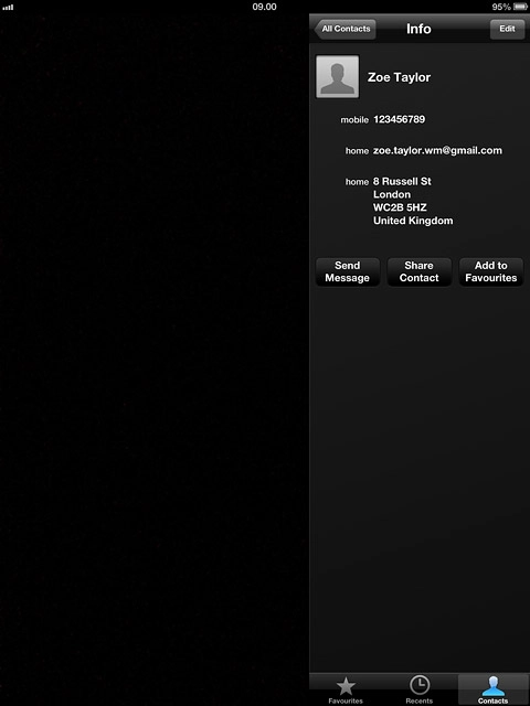 Press the required number or the required email address.