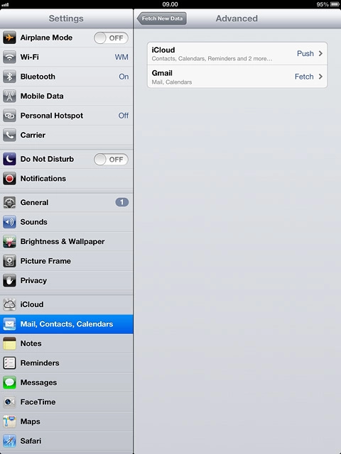 Press the required email account.