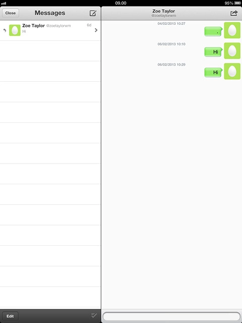 Press the text input field.