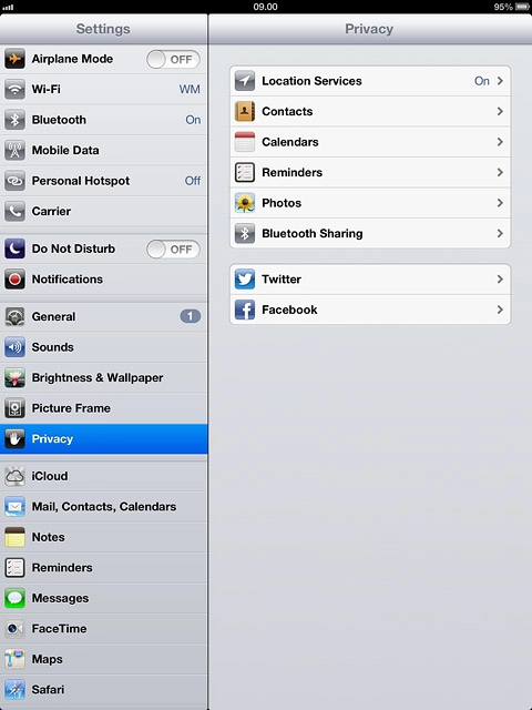 Press Location Services.
