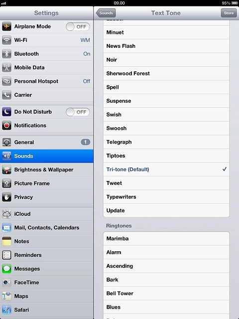 Once you've found a message tone you like, press Sounds.