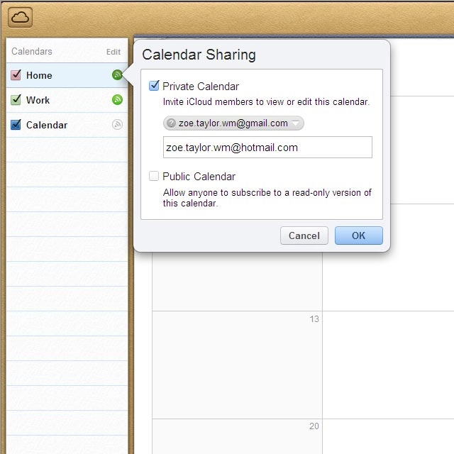 Key in the required email address and select OK.