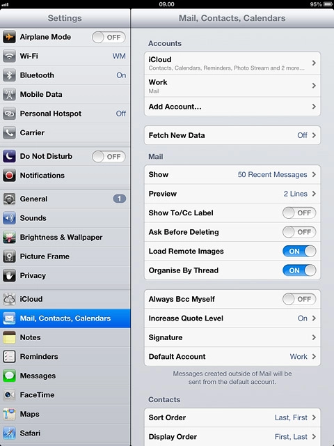Press the required email account.