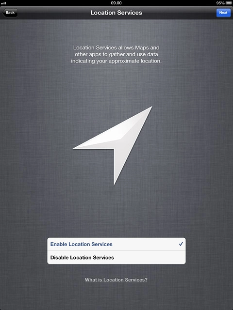 Press Enable Location Services or Disable Location Services.
