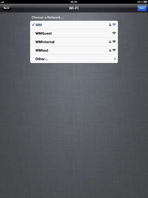 Follow the instructions on the display to connect to the required Wi-Fi network.Press Next.