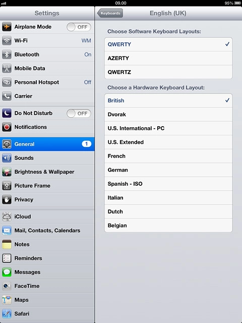 Press QWERTY below Choose Software Keyboard Layouts.