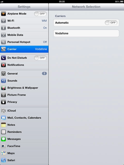 Press the indicator next to Automatic to turn on automatic network selection.