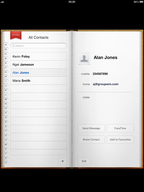 Press the new contact icon.