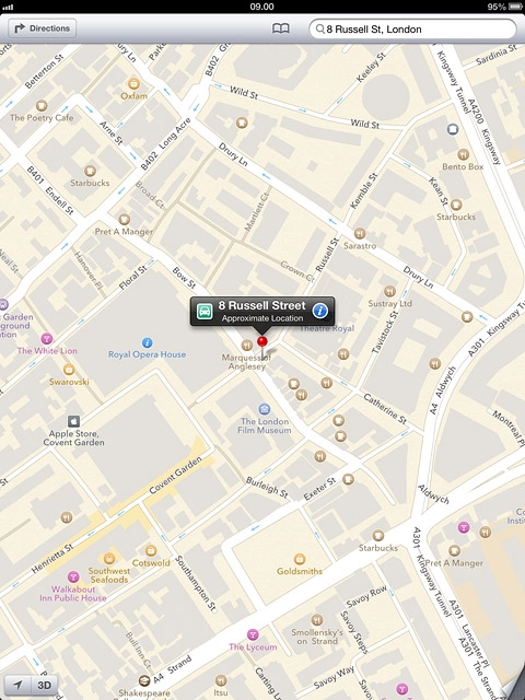 The information field, containing name or address of the destination, is displayed above the destination.