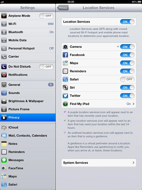 Press Privacy to save the settings.