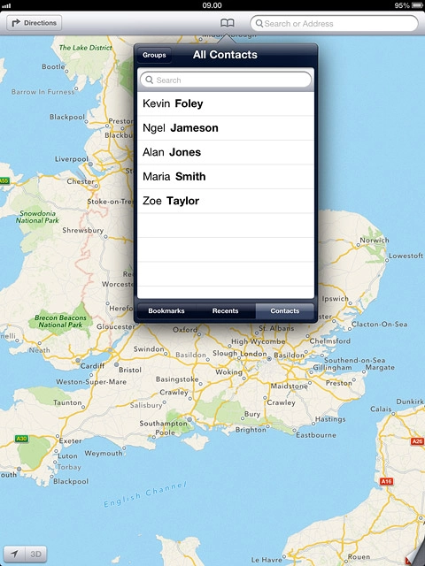 Press the required contact.