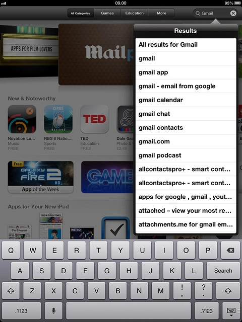 Key in Gmail and press Search.