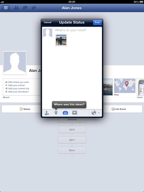 Write the required text and press Post.