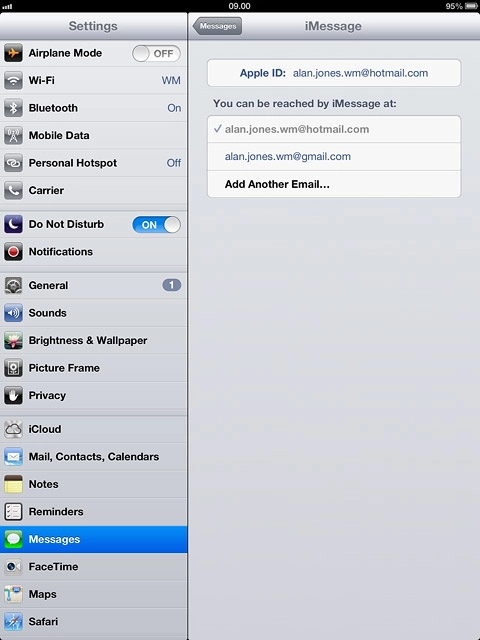 Press Messages to go back to the settings.