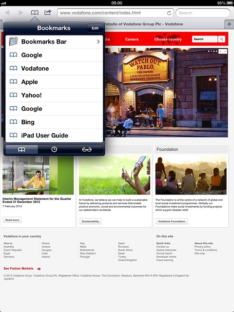 Press the bookmark icon at the bottom of the pop-up menu.