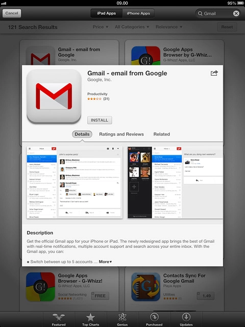 Press INSTALL.Log on to App Store if you're asked to do so.Wait a moment while the application is installed.