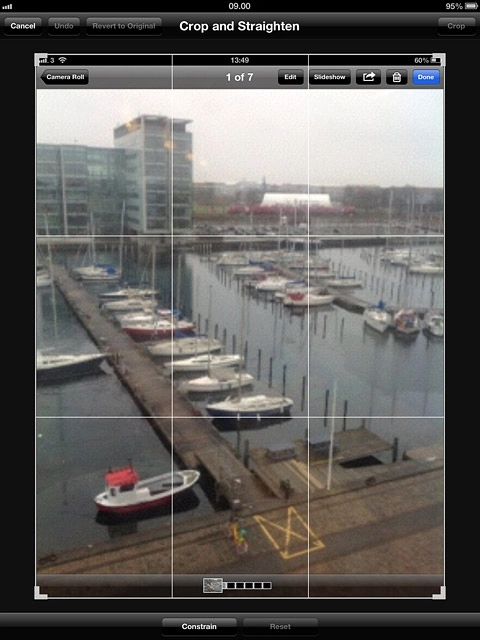 Drag each of the four corners to the required position to select the required section.