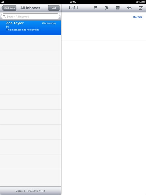 To see a list of email accounts:Press the field in the top left corner of the display the necessary number of times.