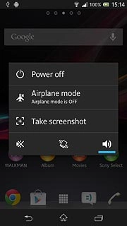 Press Airplane mode.Depending on the current setting, flight mode is turned on or off.