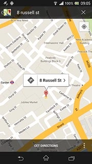 The selected destination is displayed as a point on the map.