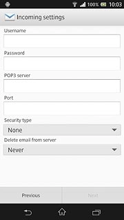 Press the field below POP3 server and key in the name of your email provider's incoming email server.