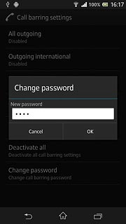 Key in the new barring password and press OK.