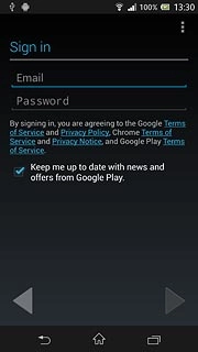 Press Email and key in the email address for your Google account.