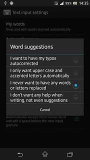 Press I never want to have any words or letters replaced.