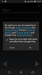 Press OK.Follow the instructions on the display to select settings for your Google account.