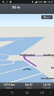 Distance, time of arrival and travel time are displayed at the bottom of the display.Follow the verbal instructions or the instructions on the display to go to the selected destination.