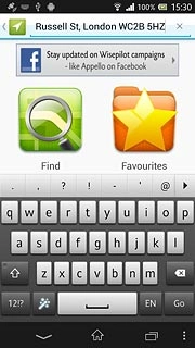 Key in the required destination and press Go.Results matching your search are displayed.