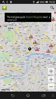 The selected destination is displayed as a point on the map.