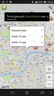Press the information field above the destination.