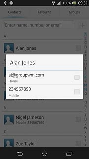 If required, press the required email address or the required phone number.