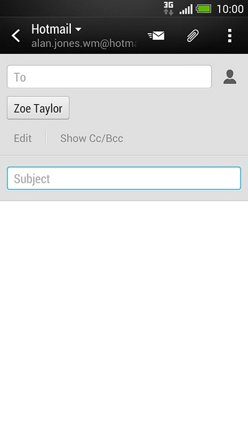 Press Subject and key in a subject for the email message.