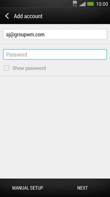 Press Password and key in the password for your email account.