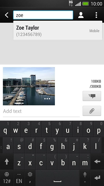 Press the required contact.Write the text for your picture message.