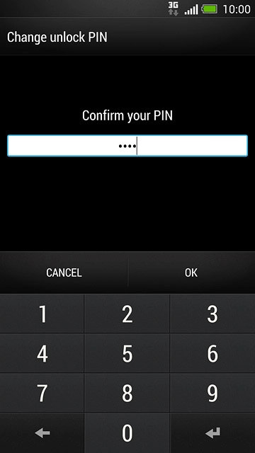 Key in the phone lock code again and press OK.