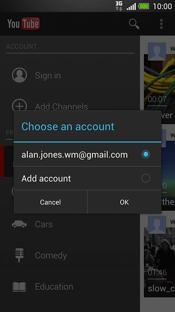 Press the required account.