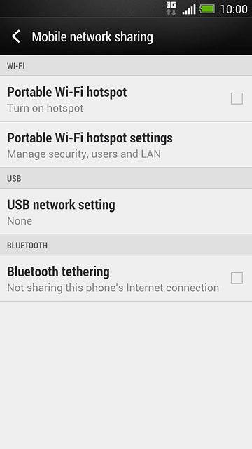 Press USB network setting.