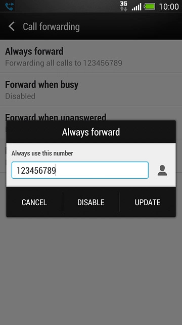 Press DISABLE.Repeat until all diverts have been cancelled.
